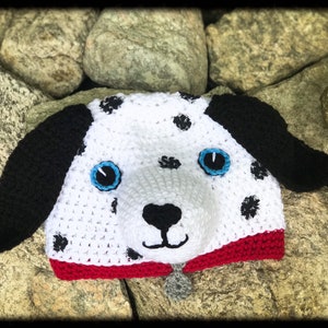 Dog Hat, Dalmatian Hat, Crochet beanie, Halloween costume, Boys, Girls, Men, Women, Christmas gift, Birthday, Baby shower gift, Winter hat