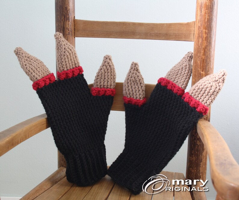 Monster Gloves, Crochet Gloves, Mittens, Syfy, Halloween Costume, Three Fingered Gloves, Men, Women, Boys, Girls, Winter, Gift, Holidays image 3