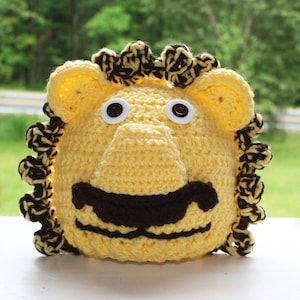 Happy Little Lion Hat, Animal Hat, Cat Hat, Winter Hat, Lion Beanie, Big Cat