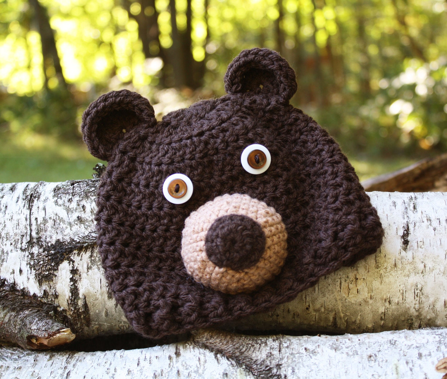 MaryOriginals Moon Bear Hat, Crochet, Beanie, Animal Hat, Boys, Girls, Men, Women, Gift, Halloween, Costume, Baby Shower, Accessories, Clothing, Christmas