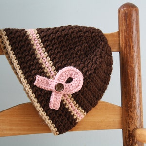 Breast Cancer Awareness Beanie, Chemo Cap, Pink Ribbon, Women&#39;s Hat
