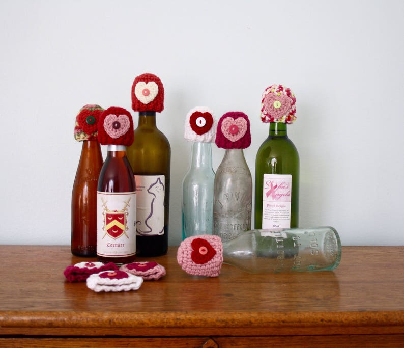 Wine Bottle Toppers, Hearts, Romance, Adult, Gift, Valentine's Day, Women, Wedding, Bridal Shower, Holiday, Christmas, Love, Bar, Booze image 1