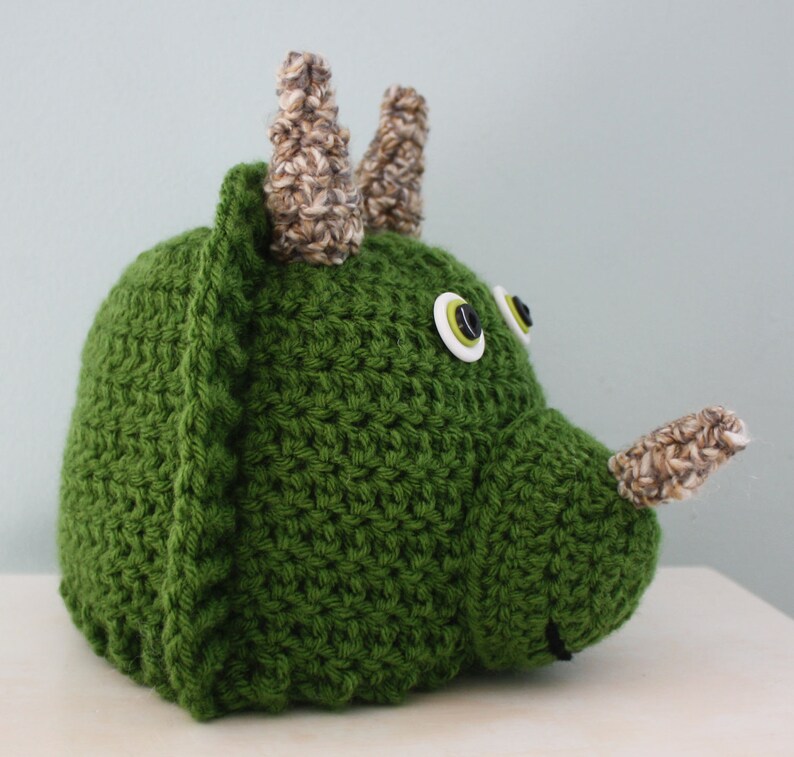 Triceratops-hatt, dinosauriehatt, virkad mössa, pojkar, flickor, män, kvinnor, baby, barnpresent, julklapp, halloweendräkt, vinterhatt bild 3