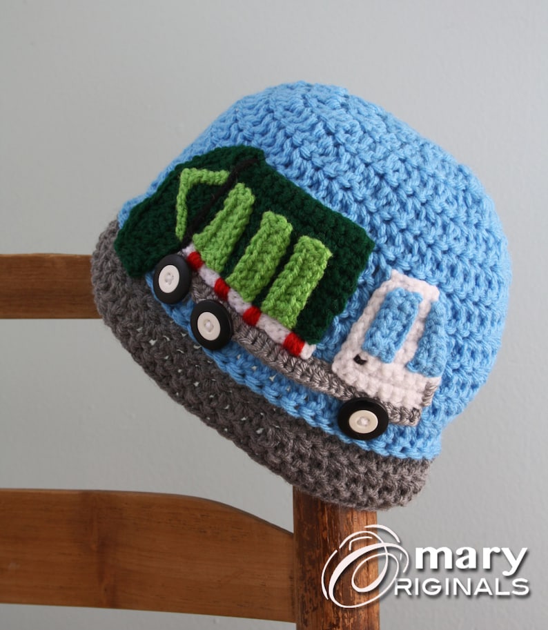 Garbage Truck Hat, Trash Truck Hat, Crochet Beanie, Truck Hat, Boys, Girls, Men, Women, Holiday Gift, Children's Gift, Fun Hat, Winter Hat image 5