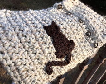 Cat Cowl, Cat Silhouette, Scarf, Accessories, Winter, Women, Girl, Wool Blend, Cowl, Gift, Clothing, Kitty, Holiday, Christmas, Birthday