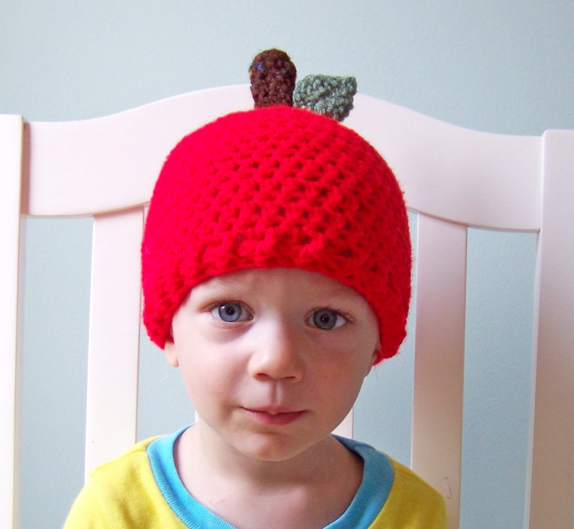 Apple Hat Fruit Hat Crochet Beanie Holiday Gift Etsy