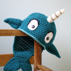 Narwhal Hat, Crochet Beanie, Whale, Fish, Winter Hat, Children&#39;s Clothing, Men, Women, Boys, Girls, Holiday Gift, Halloween Costume, Fun Hat