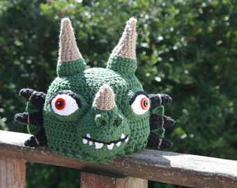 Dragon Hat, SciFi, Costume, Halloween, Crochet Beanie, Cosplay, Green Dragon, Boys, Girls, Men, Women, Clothing, Christmas, Accessories