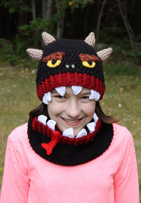Head Hat and Cowl Set Monster Hat 