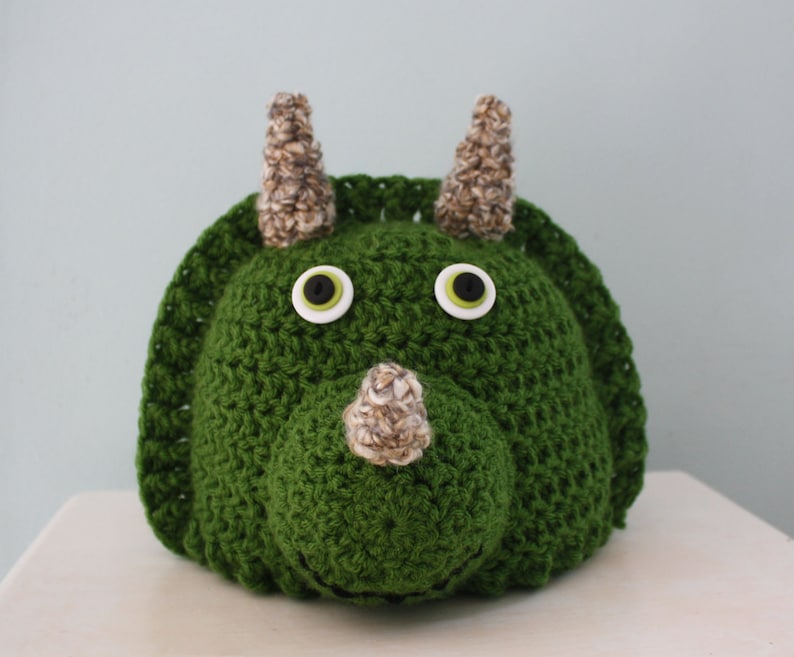 Triceratops-hatt, dinosauriehatt, virkad mössa, pojkar, flickor, män, kvinnor, baby, barnpresent, julklapp, halloweendräkt, vinterhatt bild 4