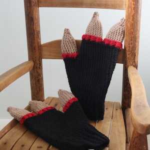Monster Gloves, Crochet Gloves, Mittens, Syfy, Halloween Costume, Three Fingered Gloves, Men, Women, Boys, Girls, Winter, Gift, Holidays image 1