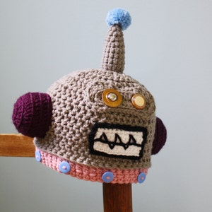 Robot Hat, Crochet Beanie, Halloween Costume, Children's Clothing, Crochet Robot, Girls, Women, Accessories, Costume, Geekery, Holiday Gift image 3