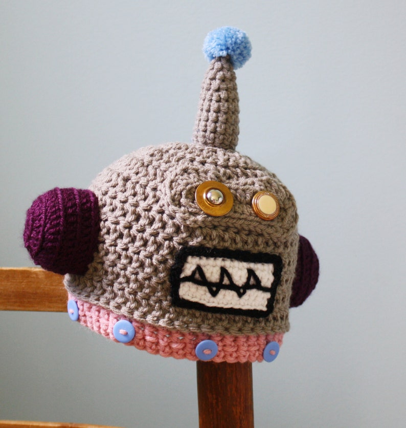 Robot Hat, Crochet Beanie, Halloween Costume, Children's Clothing, Crochet Robot, Girls, Women, Accessories, Costume, Geekery, Holiday Gift image 3