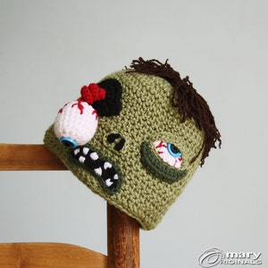 Zombie Hat, Crochet Beanie, Halloween Costume, Boy, Girl, Men, Women, Clothing, Accessories, Crochet Zombie, Zombie Costume, Monster