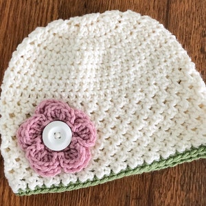 Rose Hat, Flower Hat, Crochet Beanie, Crochet Rose, Girls, Women, Winter Hat, Holiday Gift, Chemo Cap, Baby Gift, Shower Gift, Pink