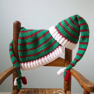 Christmas Stocking Hat, Santa&#39;s Elf Hat, Holiday Cap, Crochet Stocking Hat, Men, Women, Boys, Girls, Clothing, Accessories, Christmas Gift