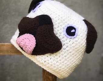 Pug Hat, Dog Hat, Crochet Beanie, Halloween Costume, Boys, Girls, Men, Women, Christmas Gift, Birthday, Baby Shower, Winter hat, Accessories