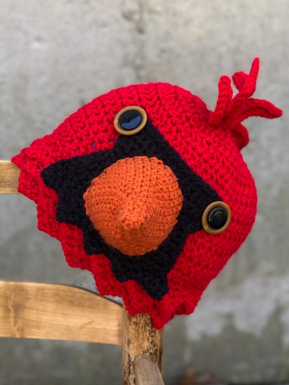 Cardinal Hat, Crochet Beanie, Accessories, Clothing, Men 