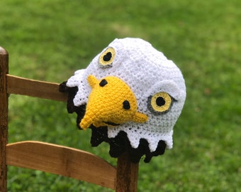 Bald Eagle Hat, Crochet, Beanie, Animal Hat, Halloween, Costume, Clothing, Christmas, Gift, Baby, Bird, Women, Men, Boys, Girls, 4th of July