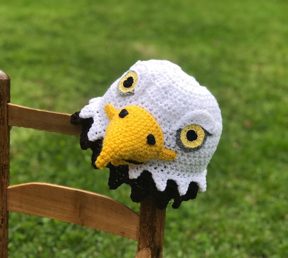 Bald Eagle Hat, Crochet, Beanie, Animal Hat, Halloween, Costume