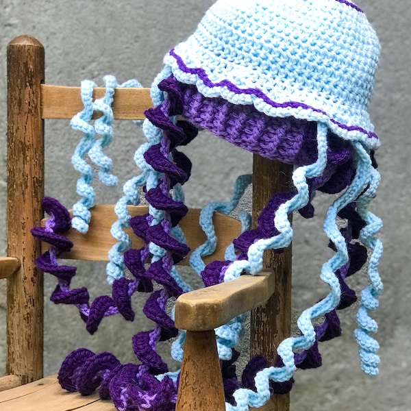 Jellyfish Hat, Crochet Beanie, Funny Hat, Accessories, Boy, Girl, Men, Women, Halloween Costume, Christmas Gift, Birthday Gift, Fish Hat