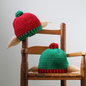 Christmas Elf Hat, Holiday Hat, Crochet Beanie, Elf Ear Hat, Santa&#39;s Helper Hat, Holiday Gift, Costume, Accessories, Women, Men, Boys, Girls