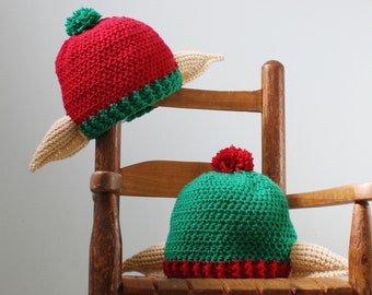 Christmas Elf Hat, Holiday Hat, Crochet Beanie, Elf Ear Hat, Santa's Helper Hat, Holiday Gift, Costume, Accessories, Women, Men, Boys, Girls