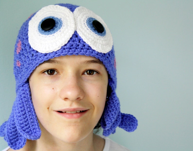 Octopus Hat, Squid Hat, Jellyfish Hat, Crochet Beanie, Funny Hat, Sea Creature, Accessories, Boy's Clothing, Girl's Clothing, Men, Women, image 3