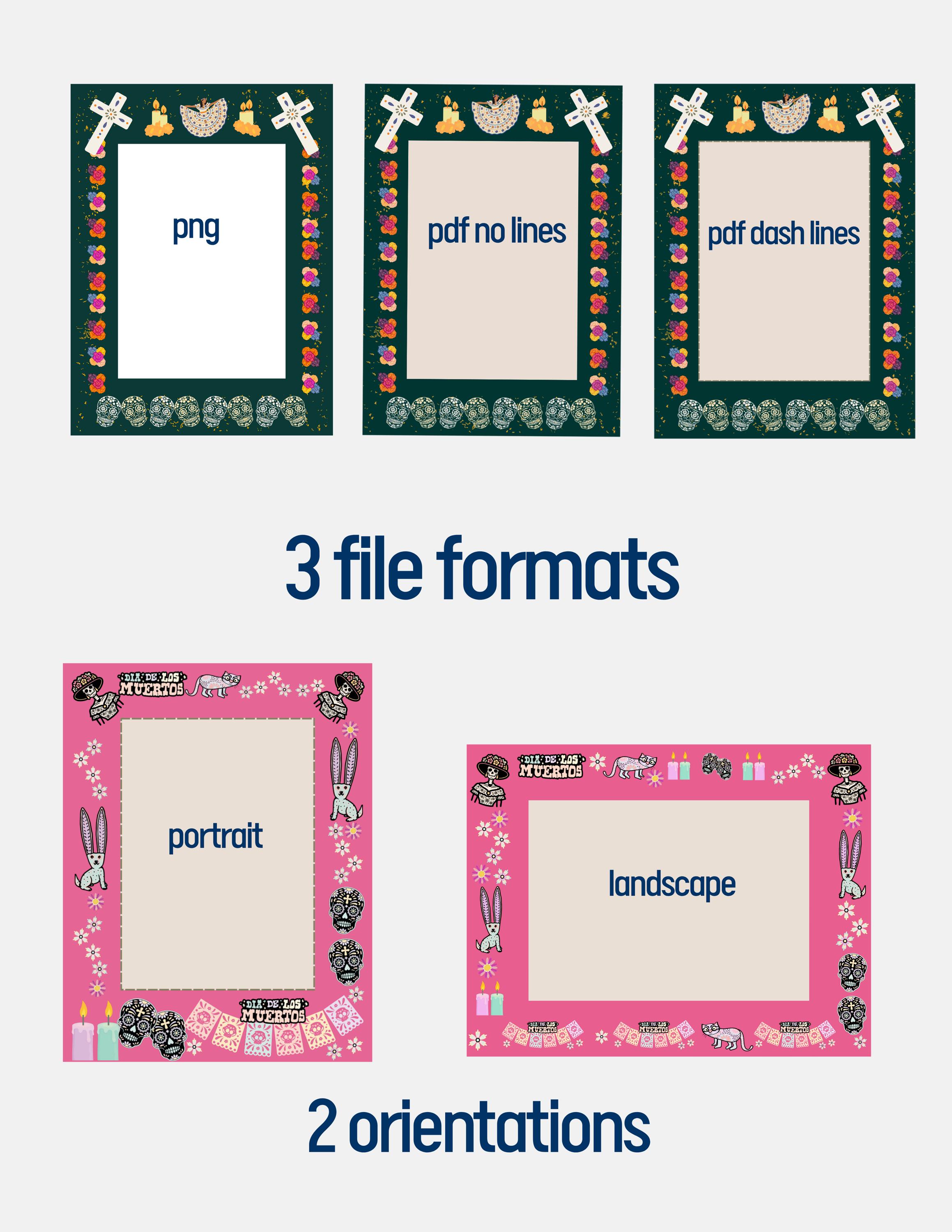Día De Los Muertos Photo Frames, 30 Colorful Designs (PDF/PNG) Etsy