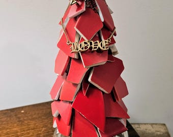 Handmade Red Christmas Valentine Tree ornament with Love necklace romantic holiday decor