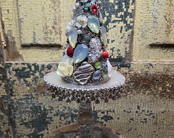 Vintage Jewelry Crowned Tree handmade Upcycled Art decor