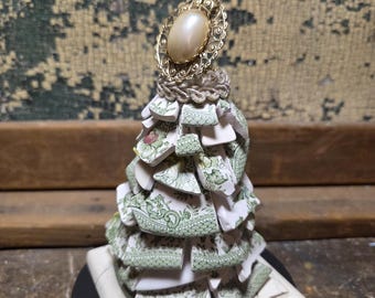 Vintage China Angel Tree decor Handmade Shabby Chic Sculpture Repurposed Floral China