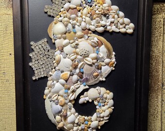 Seahorse Shell Wall Art Handmade Coastal Decor Framed Nautical Beach Art