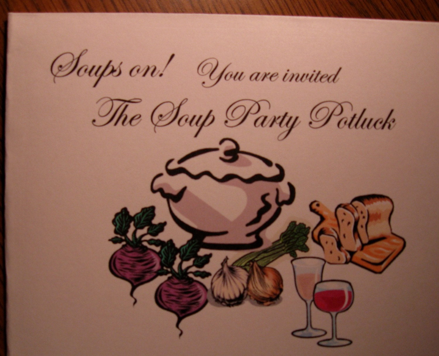 Party Invitations Cards/ Soup Potluck Instant Download PDF Etsy