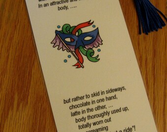 BOOKMARKS Set of 2  Laminated Whimsical Foodie  Humor / Motto to Live By  /Set of 2 Bookmarks Laminated /  /  Party Cat /Party Mask