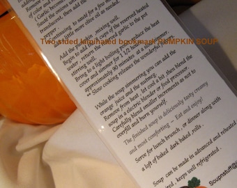 Pumpkin Soup Recipe Laminated two Sided Bookmark Delicious  Pumpkin Soup Recipe Super Autumn Treat