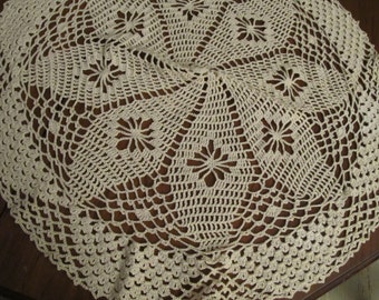 Vintage Hand Crochet Doilie 21"