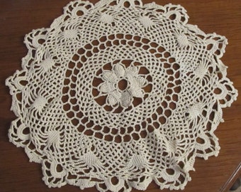 Doily Hand Crochet  Vintage 1950's Doily 15 inch Diameter