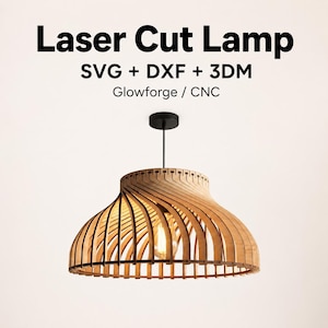 Laser Cut Lamp SVG | Parametric Pendant Lamp DXF | CNC Lamp File | Glowforge Lamp | Plywood Lamp Template | Digital Download