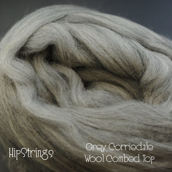 Grey Corriedale Wool Combed Top - 4 oz