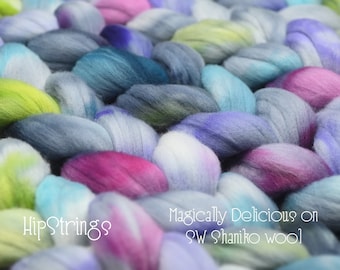 Magically Delicious on Hand Dyed SW Shaniko Wool Combed Top - 4 oz