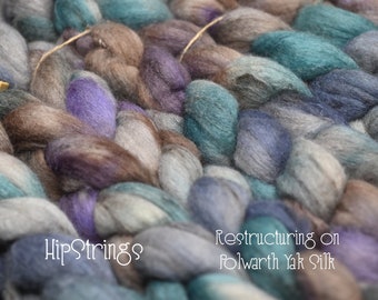Restructuring on Hand Dyed Polwarth wool Yak Silk Combed Top - 4 oz