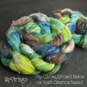 Sky Above, Ground Below on Tweed South American wool and Viscose Combed Top - 4 oz