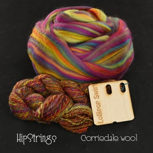 Lollipop Swirl Signature Blend - Corriedale Combed Top - 4 oz