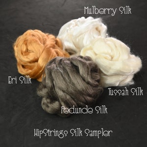 Silk Sampler - Mulberry Tussah Eri Peduncle - 4 oz