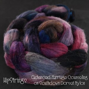 Advanced Marriage Counseling on Hand Dyed Southdown/Dorset Horn/Bio-Nylon Combed Wool Top - 4 oz