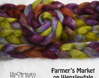 Farmer's Market on Hand Dyed Wensleydale Wool Combed Top 4 oz