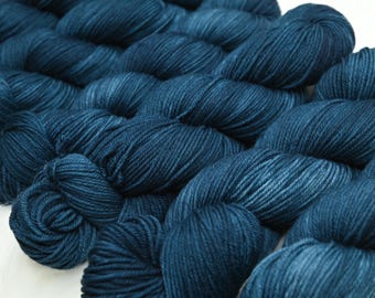 Deep Ocean on Hand Dyed Superwash Targhee Sport Sock Yarn - 100 g