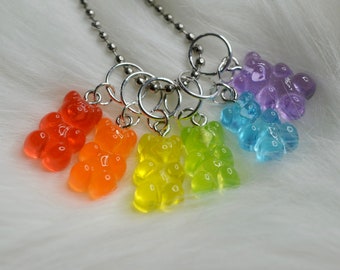 Gummy Bear Rainbow Snagless Stitch Markers - Set of 6