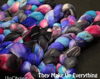 They Make Up Everything on Hand Dyed Shaniko Wool Tweed Combed Top - 4 oz